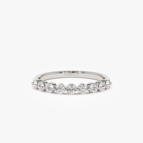 14k 0.55ctw 9 Stone Shared Prong Diamond Wedding Band Ferkos Fine Jewelry