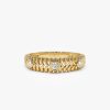 14k Unique Ribbed Three Stone Diamond Ring 14K Gold Ferkos Fine Jewelry