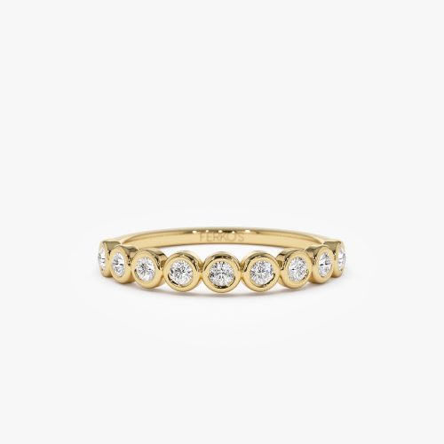 14k 9 Diamond Half Eternity Wedding Ring 0.55ctw 14K Gold Ferkos Fine Jewelry