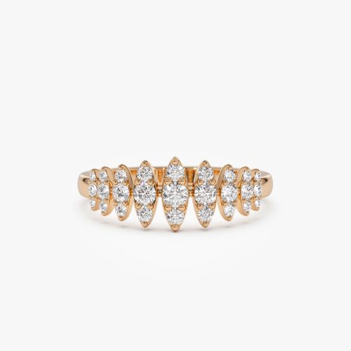 14k Unique Design Glamorous Diamond Ring 14K Rose Gold Ferkos Fine Jewelry