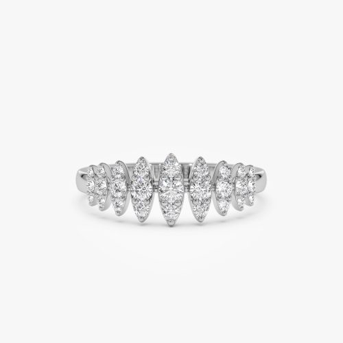 14k Unique Design Glamorous Diamond Ring 14K White Gold Ferkos Fine Jewelry