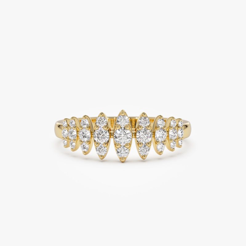 14k Unique Design Glamorous Diamond Ring 14K Gold Ferkos Fine Jewelry