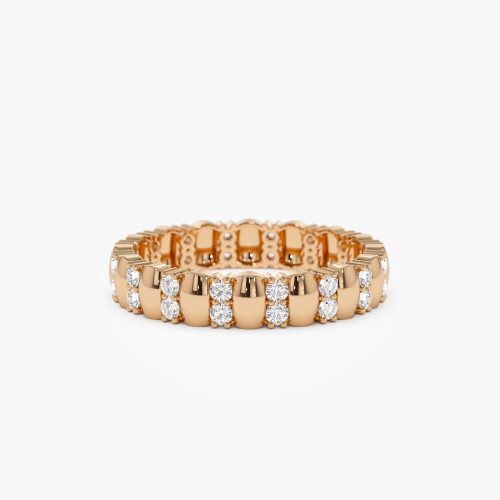 14k Unique Double Row Diamond Eternity Ring 14K Rose Gold Ferkos Fine Jewelry