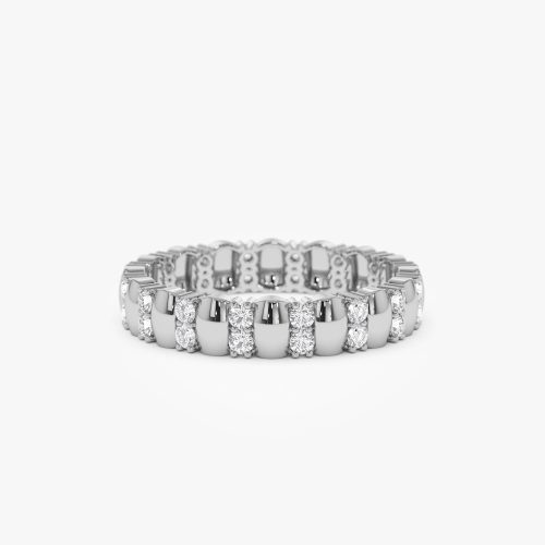 14k Unique Double Row Diamond Eternity Ring 14K White Gold Ferkos Fine Jewelry