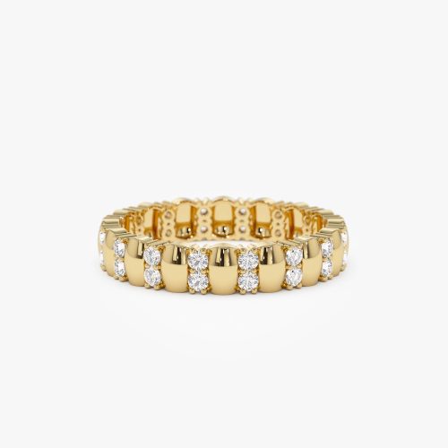 14k Unique Double Row Diamond Eternity Ring 14K Gold Ferkos Fine Jewelry