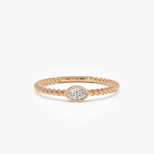 14kt Bezel Marquise Diamond Rope ring 14K Rose Gold FERKOS FJ