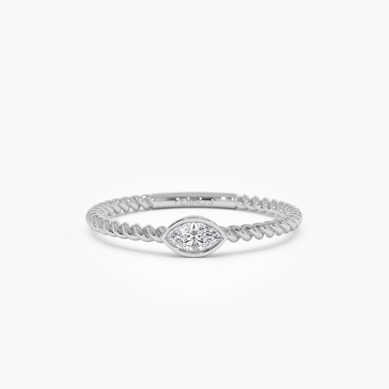 14kt Bezel Marquise Diamond Rope ring FERKOS FJ