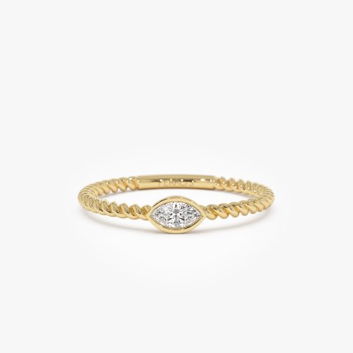 14kt Bezel Marquise Diamond Rope ring 14K Gold FERKOS FJ