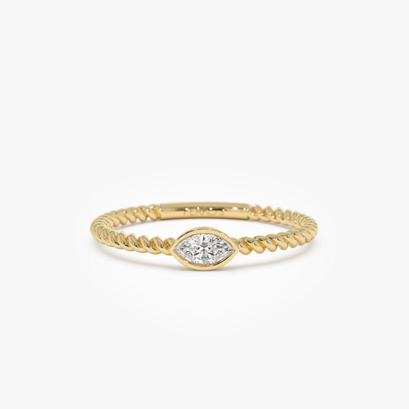 14kt Bezel Marquise Diamond Rope ring 14K Gold FERKOS FJ