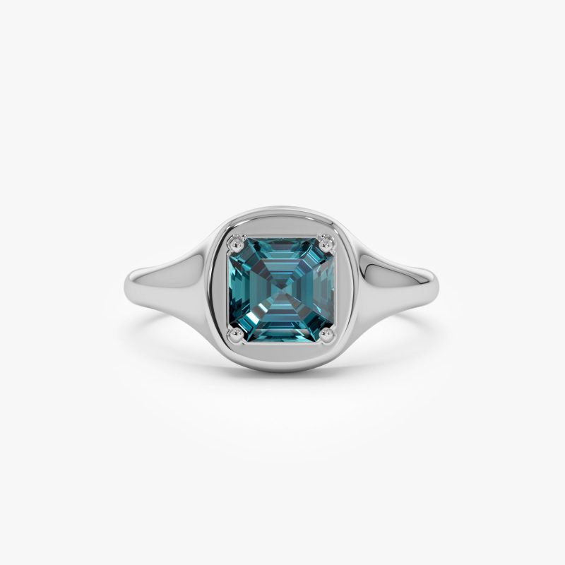 14K Asscher Cut London Blue Topaz Signet Ring Ferkos Fine Jewelry