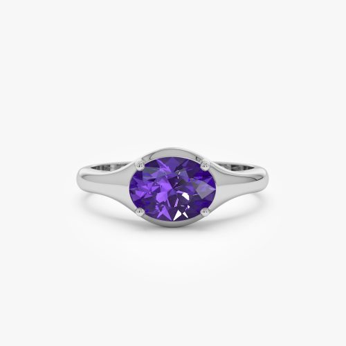 14K Oval Shape Prong Setting Amethyst Ring Ferkos Fine Jewelry