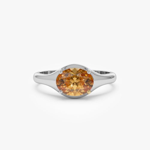 14K Oval Shape Prong Setting Citrine Ring Ferkos Fine Jewelry