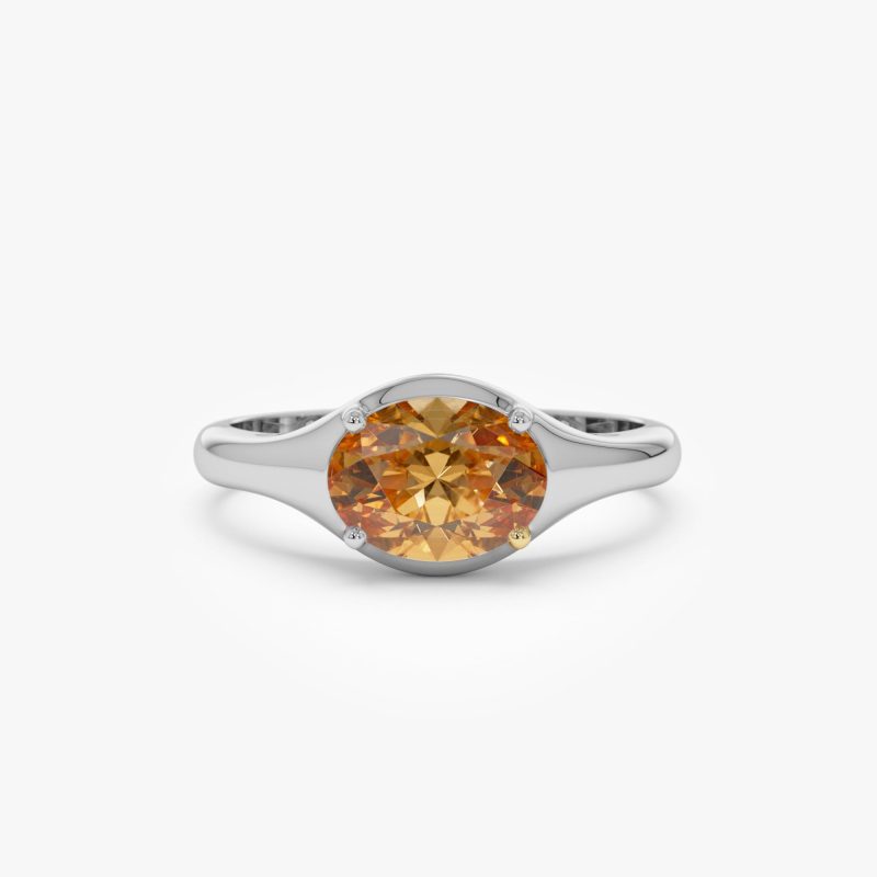 14K Oval Shape Prong Setting Citrine Ring Ferkos Fine Jewelry