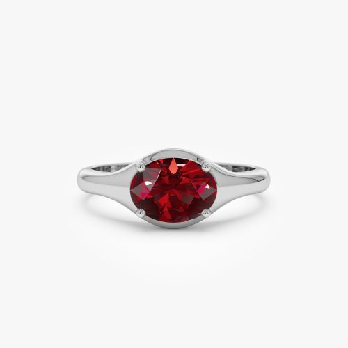 14K Oval Shape Prong Setting Garnet Ring Ferkos Fine Jewelry