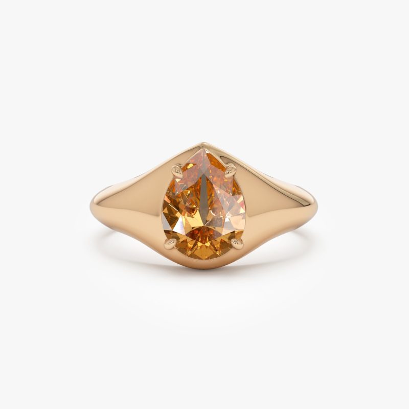 14K Pear Shaped Citrine Statement Ring 14K Rose Gold Ferkos Fine Jewelry