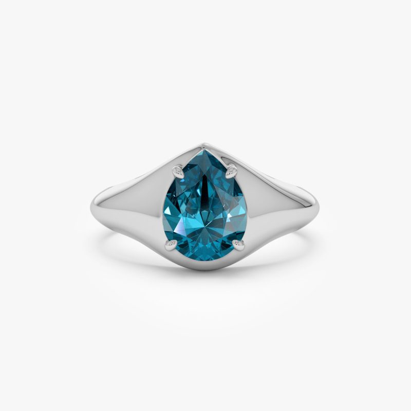 14K Pear Shaped London Blue Topaz Statement Ring Ferkos Fine Jewelry