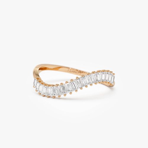 14k Unique Wave Design Baguette Diamond Ring 14k Rose Gold Ferkos Fine Jewelry