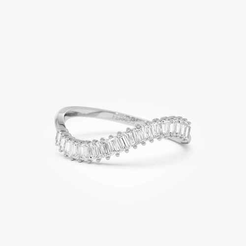 14k Unique Wave Design Baguette Diamond Ring 14k White Gold Ferkos Fine Jewelry