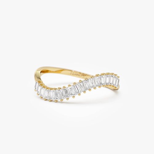 14k Unique Wave Design Baguette Diamond Ring 14k Gold Ferkos Fine Jewelry