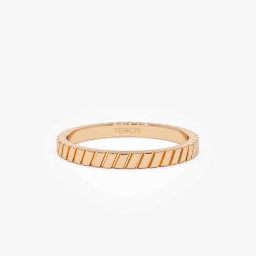 14k Diagonal Fluted Band Ring 14k Rose Gold Ferkos Fine Jewelry