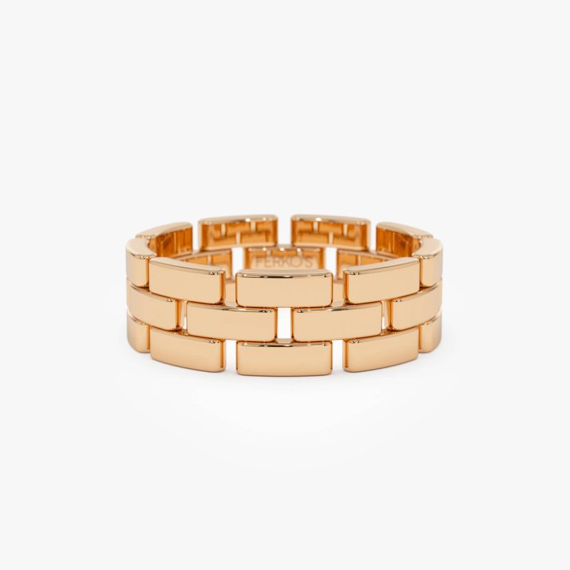 14k Wide Chain Link Ring 14k Rose Gold Ferkos Fine Jewelry