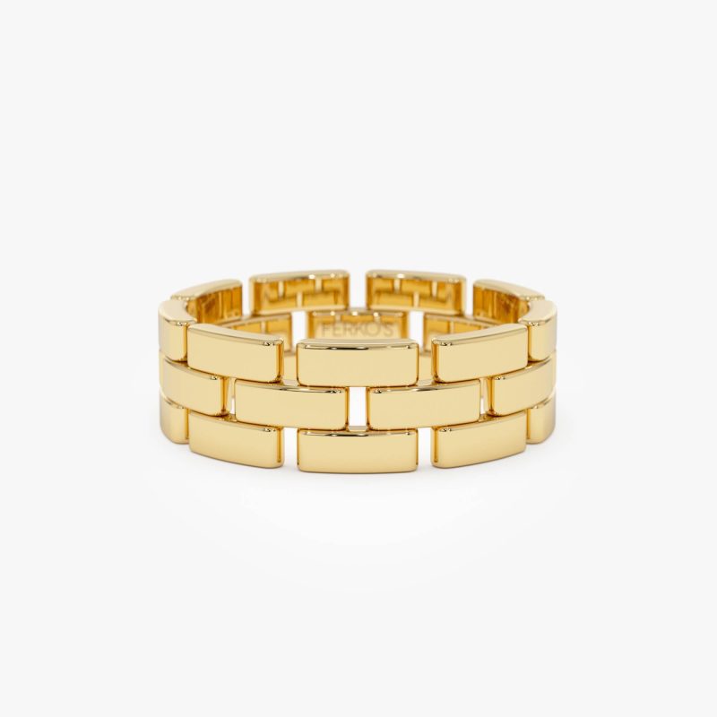 14k Wide Chain Link Ring 14k Gold Ferkos Fine Jewelry