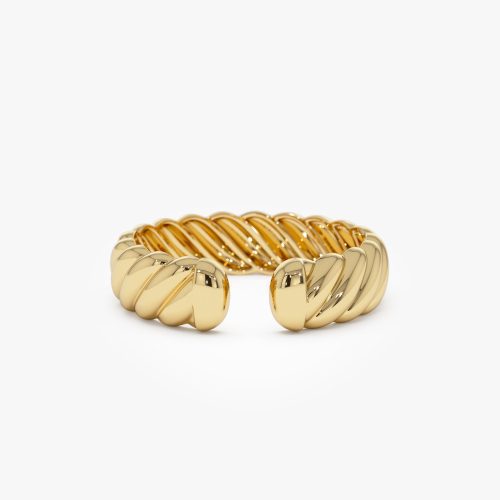 14K 5MM Rope Cuff Ring 14K Gold Ferkos Fine Jewelry